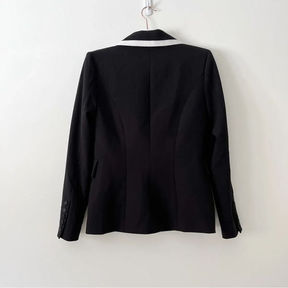 L’Agence black blazer white trim contemporary tuxedo style jacket Size 2 - Picture 4 of 4